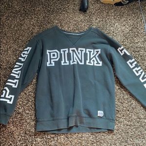 olive green PINK crew neck